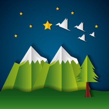 kağıt origami manzara