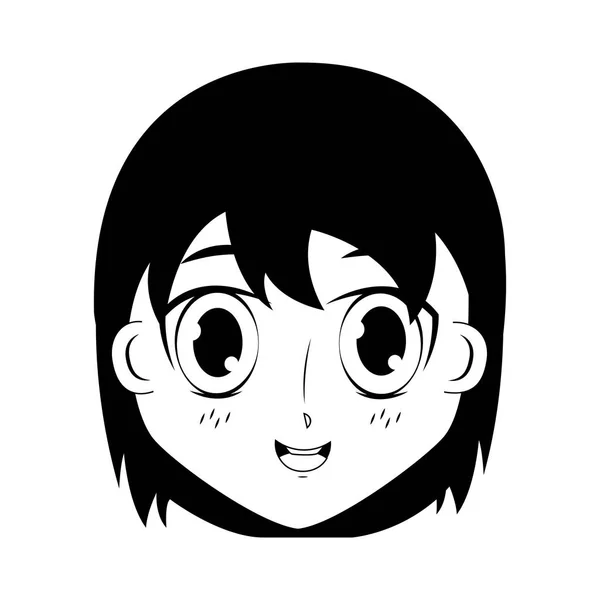 Tvář chlapce anime výraz obličeje — Stockový vektor