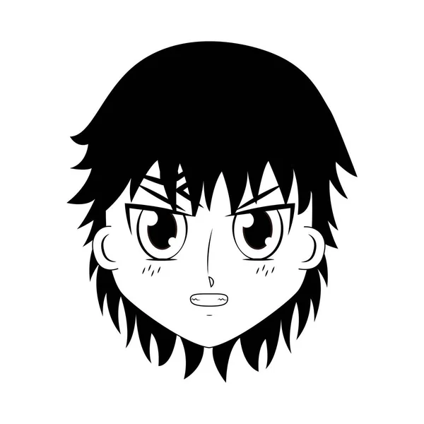 Visage garçon anime expression faciale — Image vectorielle