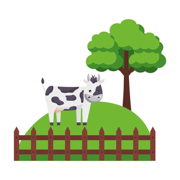 Granja de valla de vaca — Vector de stock