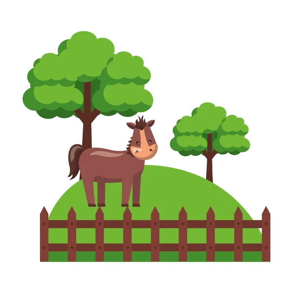 Horse fence farm — Stock Vector