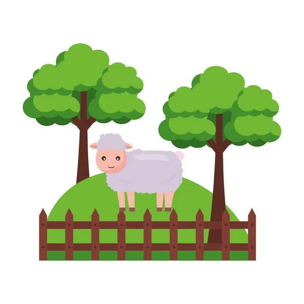 Ferme de clôture de moutons — Image vectorielle