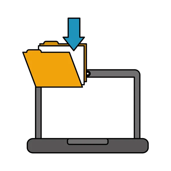 Laptop map bestand downloaden — Stockvector