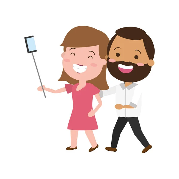 Usmívající se pár se selfie — Stockový vektor