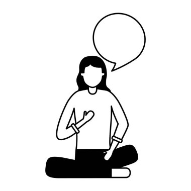 konuşma balonu oturan kadın