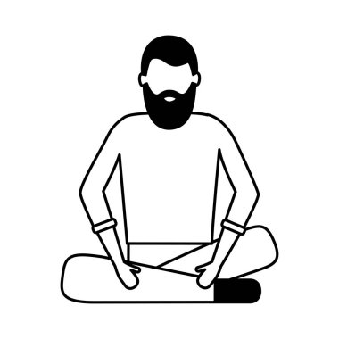 Sakallı adam oturuyor