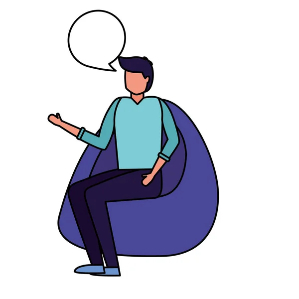 Ο άνθρωπος που κάθεται σε καρέκλα beanbag — Διανυσματικό Αρχείο