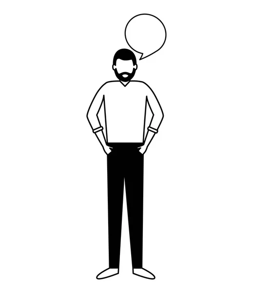 Adam ayakta konuşma balonu — Stok Vektör