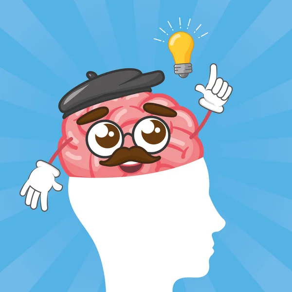 Cartoon brain creativity — Stock Vector