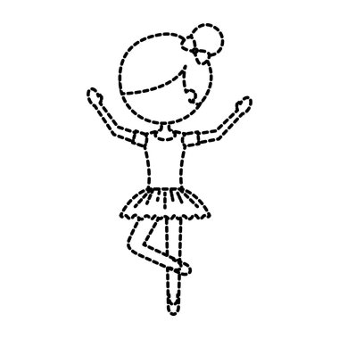 küçük kızı tutu giysi ve topuz saç ile bale dans