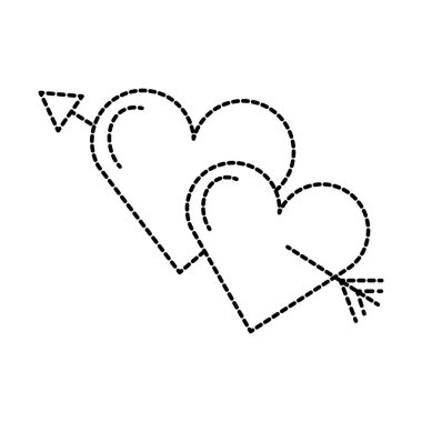 iki kalp ok romantik aşk ile deldi