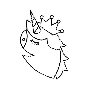 Tek boynuzlu at baş portre at sihirli karikatür fantezi sevimli hayvan