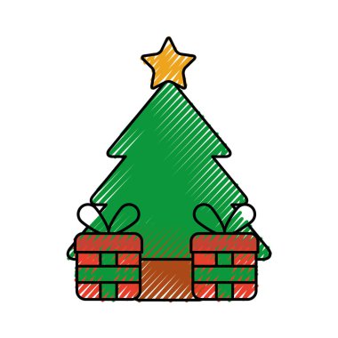 bayram kutlama Noel ağacı çam hediye kutusu