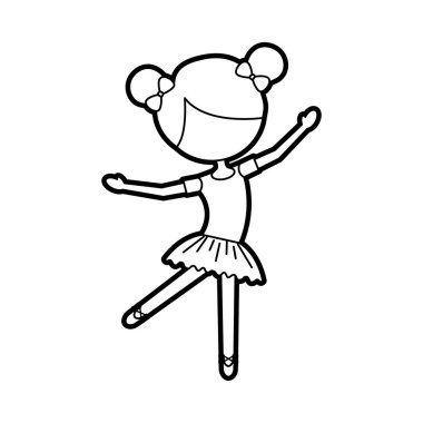 küçük kızı tutu giysi ve topuz saç ile bale dans