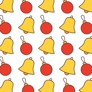 Dikişsiz desen Noel bell ve topu dekorasyon