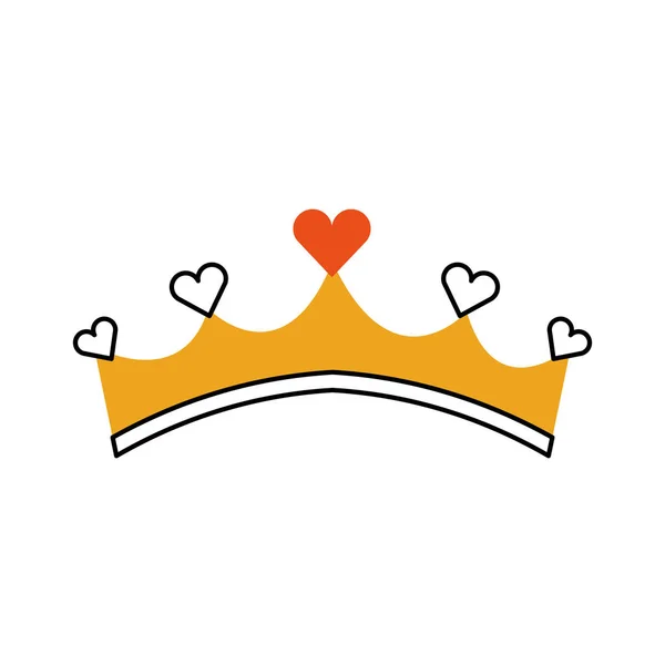 Girly princess royalty crown with heart jewels — Stock Vector