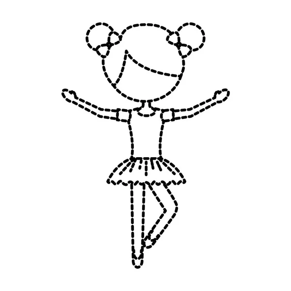 The little girl danced ballet with tutu dress and bun hair — Stock Vector