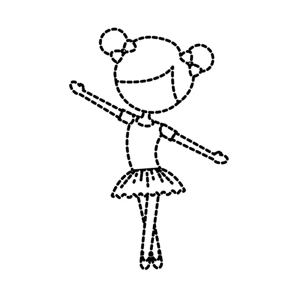 小さな女の子踊るバレエのチュチュ ドレスとお団子髪 — ストックベクタ