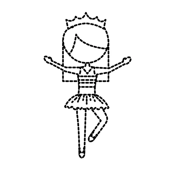 Das kleine Mädchen tanzte Ballett mit Tutu-Kleid und Krone — Stockvektor