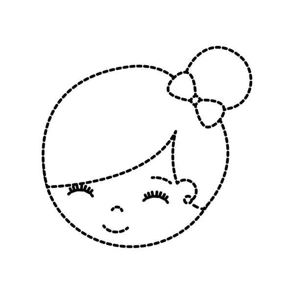 かわいい小さな少女バレリーナ漫画のキャラクターの顔 — ストックベクタ