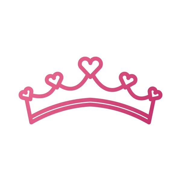 Girly princess royalty crown with heart jewels — Stock Vector