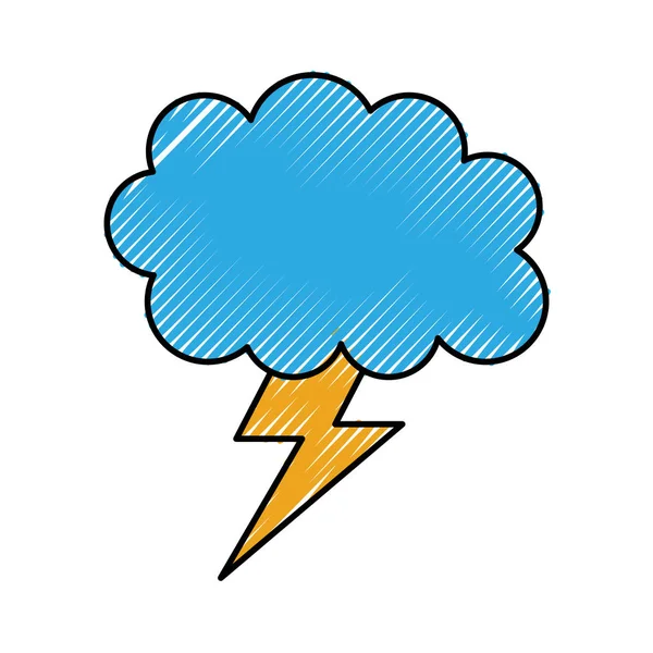Cartoon lightning bolt and cloud weather — Stock Vector