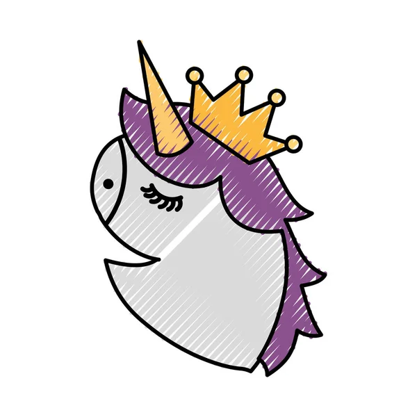 Unicórnio cabeça retrato cavalo mágico desenho animado fantasia bonito animal — Vetor de Stock