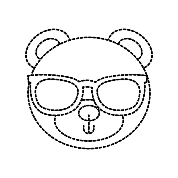 Bonito ursinho cabeça vestindo óculos brinquedo design — Vetor de Stock
