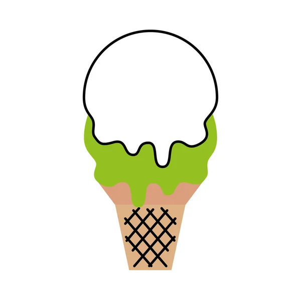 Ice cream in waffle cone flavor sweet — Stock Vector