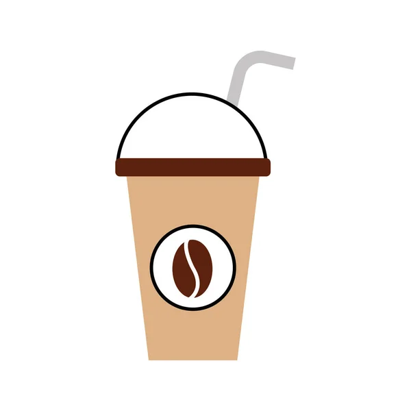 Plastic koffie beker drinken met dome deksel en stro — Stockvector