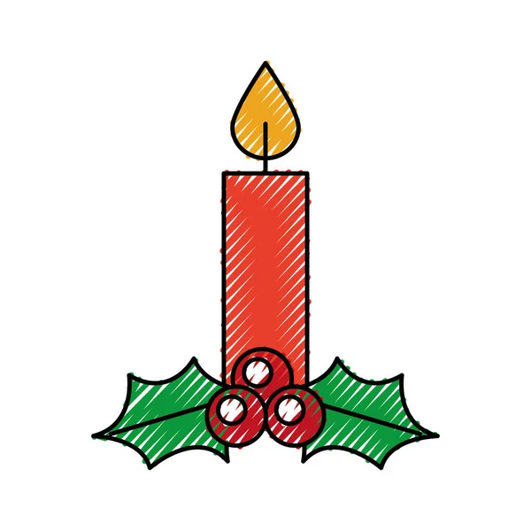 Vela de Navidad celebración de la quema decoración — Vector de stock