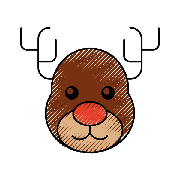 Navidad renos animal cuernos divertido — Vector de stock