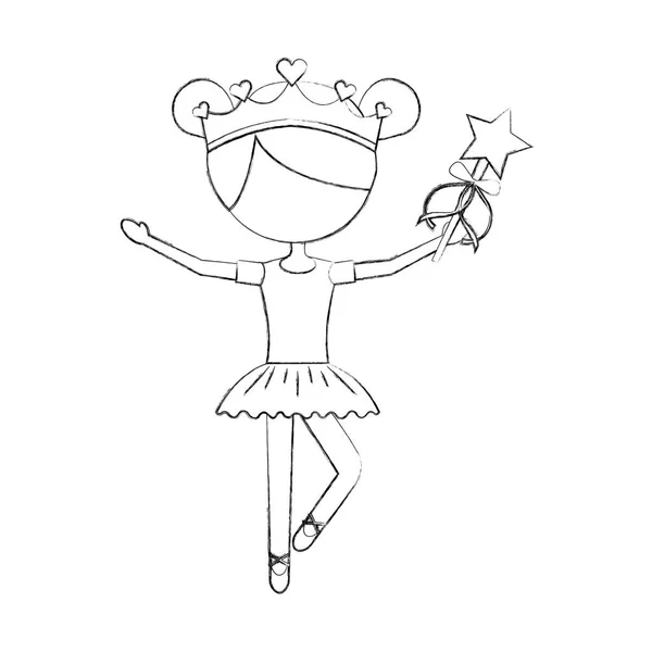 Балет танцюристки маленької дівчинки тримає чарівну паличку — стоковий вектор
