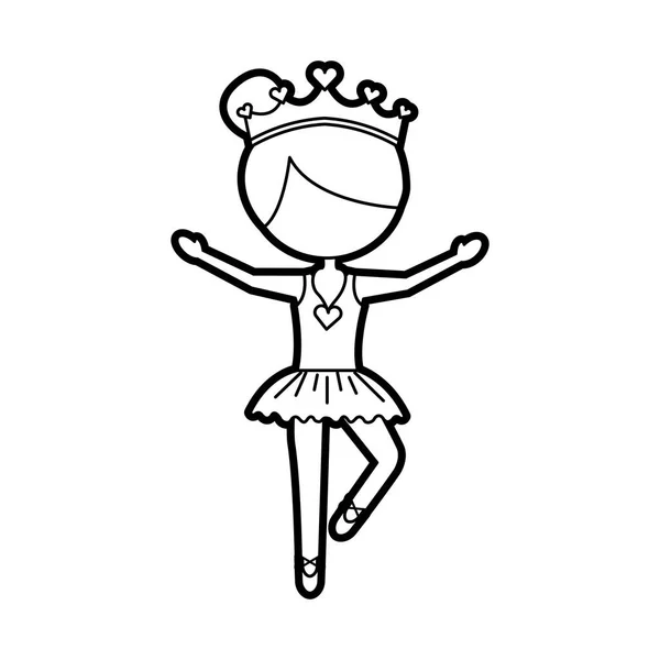 Het kleine meisje danste ballet met tutu jurk en kroon — Stockvector