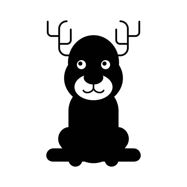 Christmas reindeer animal horned funny — Stock Vector