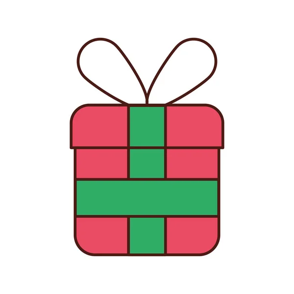 Caja de regalo de Navidad envuelto celebración de la cinta — Vector de stock