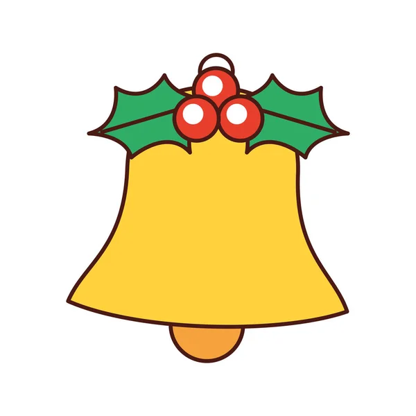 Natale campana agrifoglio bacca foglie jingle celebrazione — Vettoriale Stock