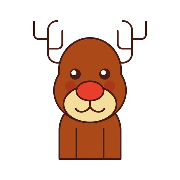 Karácsonyi rénszarvas állat szarvas vicces — Stock Vector
