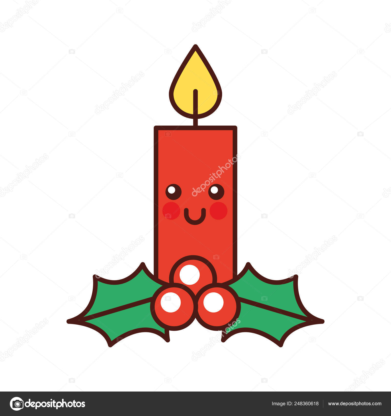 Kawaii christmas candle funny cartoon celebration Stock Vector by  ©yupiramos 248360618