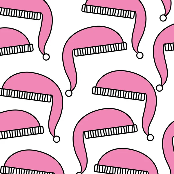 Kerst roze hoed van santa doek naadloze patroon — Stockvector