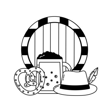 varil bira kavanoz ve simgeler ile ahşap