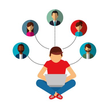 dizüstü bilgisayar bağlantısı grup insanlar kullanan adam