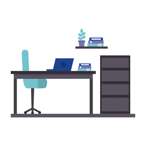 Office work place isolated icon — Stock Vector