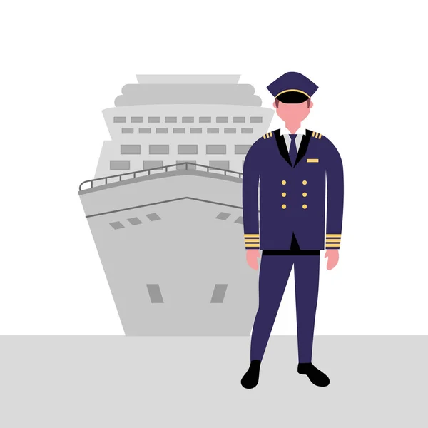 Kapitän Kreuzfahrtschiff maritime Arbeit — Stockvektor