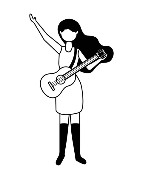 Musiker kvinna med gitarr instrument — Stock vektor