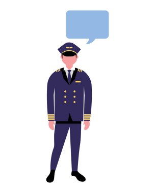 Havacılık pilot karakter konuşma balonu