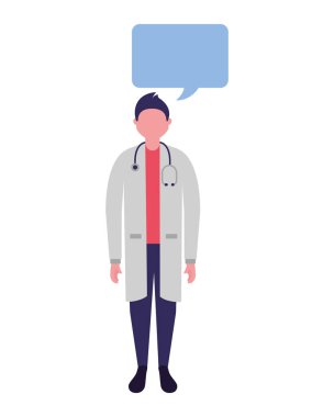Doktor erkek karakter konuşma balonu