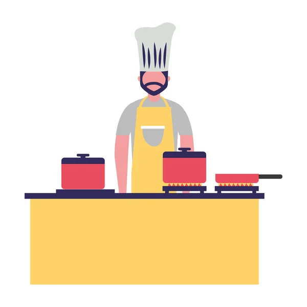 Chef cuisinier mâle dans la cuisine — Image vectorielle