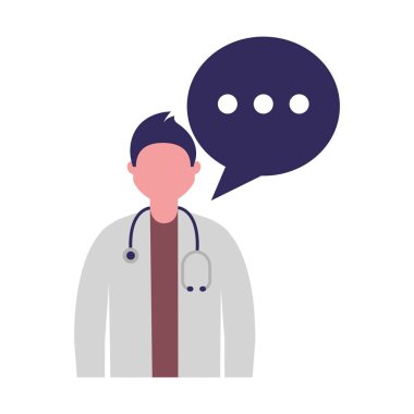 Doktor erkek karakter konuşma balonu