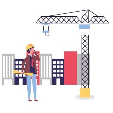 planları vinç inşaat mimar adam